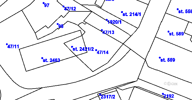 Parcela st. 47/14 v KÚ Náchod, Katastrální mapa