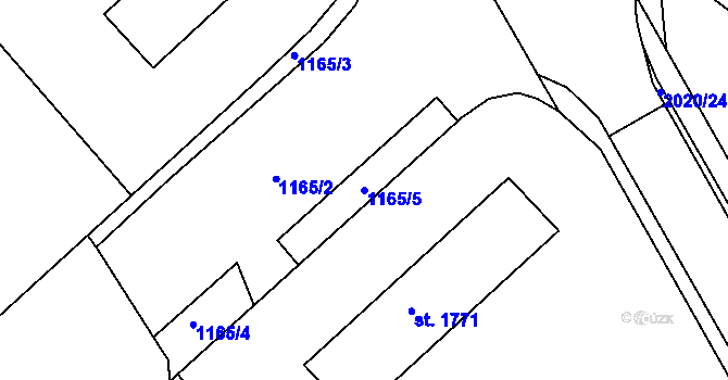 Parcela st. 1165/5 v KÚ Náchod, Katastrální mapa