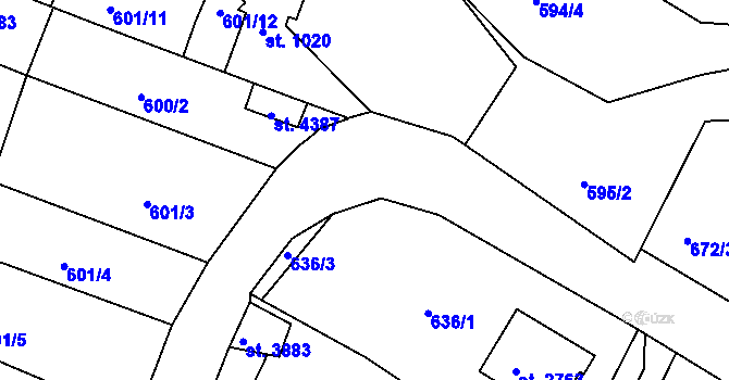 Parcela st. 1985/3 v KÚ Náchod, Katastrální mapa