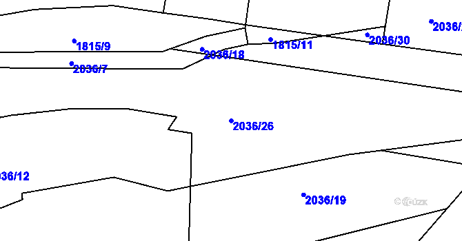 Parcela st. 2036/26 v KÚ Náchod, Katastrální mapa