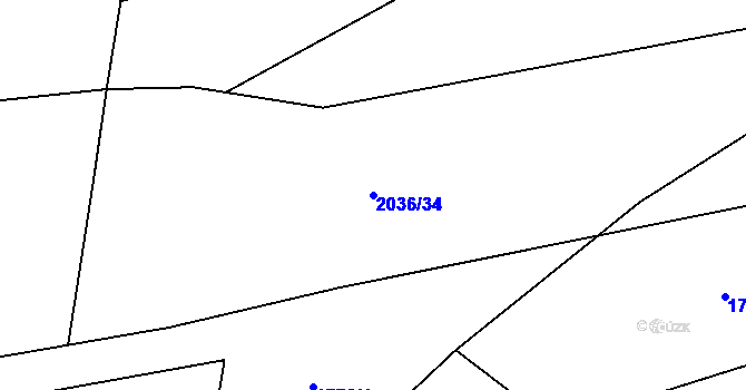 Parcela st. 2036/34 v KÚ Náchod, Katastrální mapa
