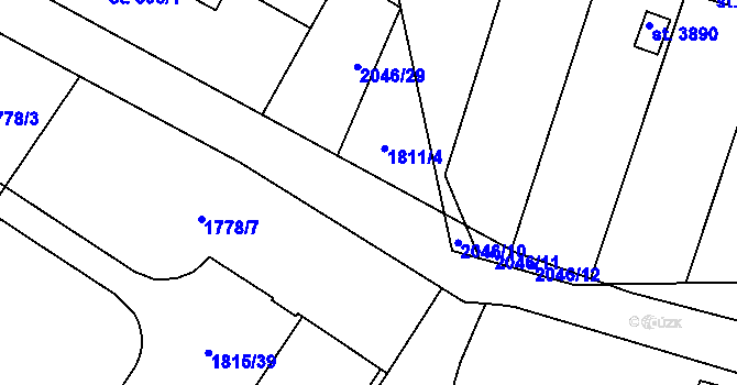 Parcela st. 2046/9 v KÚ Náchod, Katastrální mapa