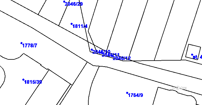 Parcela st. 2046/11 v KÚ Náchod, Katastrální mapa