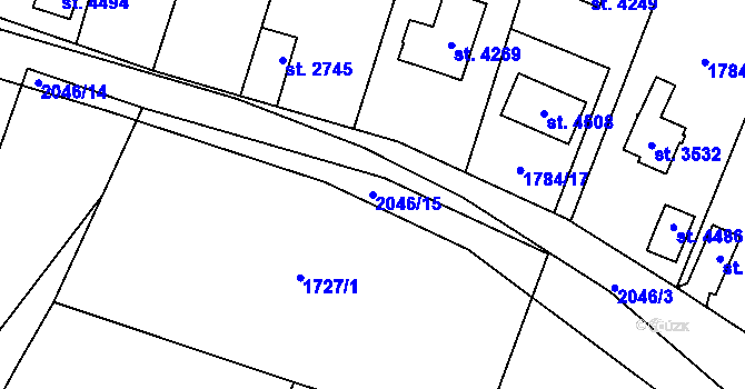 Parcela st. 2046/15 v KÚ Náchod, Katastrální mapa