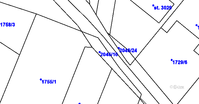 Parcela st. 2046/16 v KÚ Náchod, Katastrální mapa