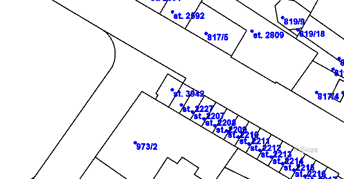 Parcela st. 3942 v KÚ Náchod, Katastrální mapa