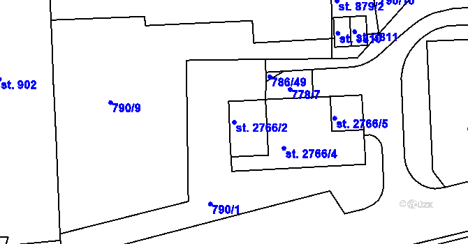 Parcela st. 2766/2 v KÚ Náchod, Katastrální mapa