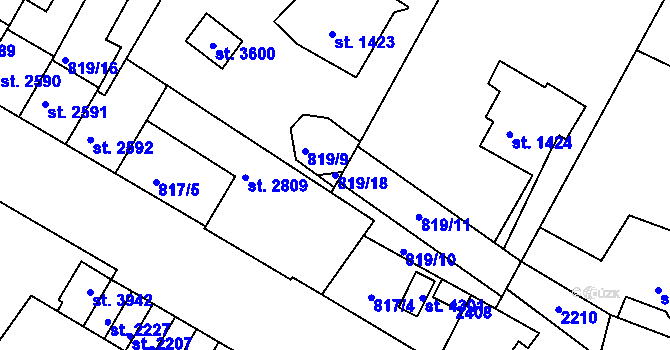 Parcela st. 819/18 v KÚ Náchod, Katastrální mapa