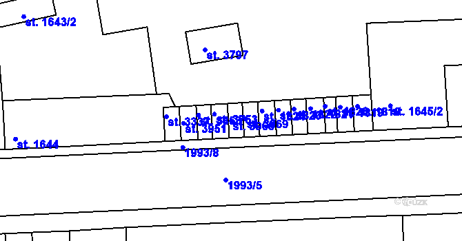 Parcela st. 3968 v KÚ Náchod, Katastrální mapa
