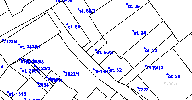 Parcela st. 65/2 v KÚ Náchod, Katastrální mapa