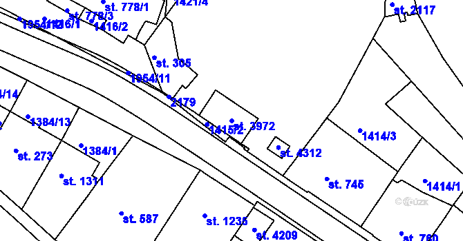 Parcela st. 3972 v KÚ Náchod, Katastrální mapa
