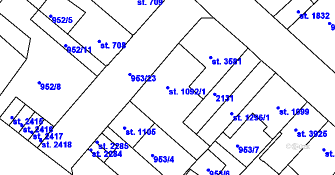 Parcela st. 1092/1 v KÚ Náchod, Katastrální mapa