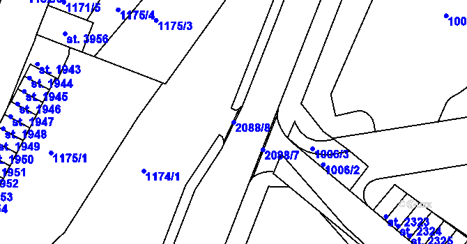 Parcela st. 2088/8 v KÚ Náchod, Katastrální mapa