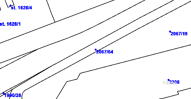 Parcela st. 2067/64 v KÚ Náchod, Katastrální mapa