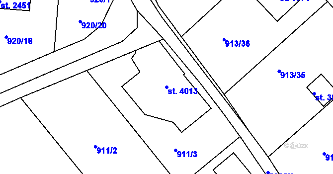 Parcela st. 4013 v KÚ Náchod, Katastrální mapa