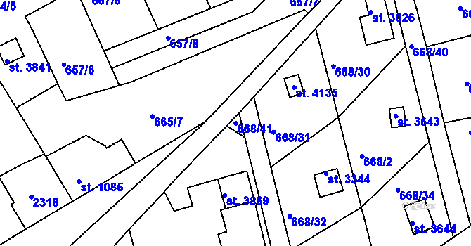 Parcela st. 668/41 v KÚ Náchod, Katastrální mapa