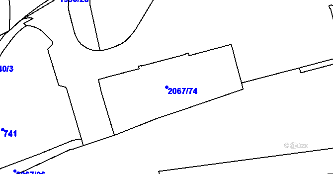Parcela st. 2067/74 v KÚ Náchod, Katastrální mapa