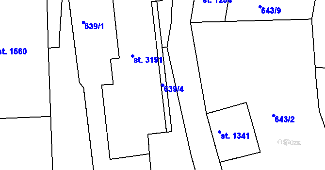 Parcela st. 639/4 v KÚ Náchod, Katastrální mapa
