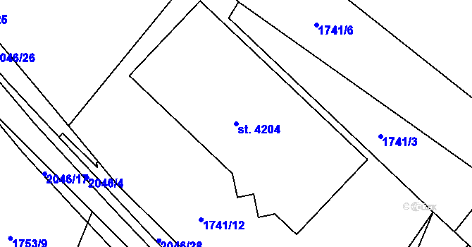 Parcela st. 4204 v KÚ Náchod, Katastrální mapa