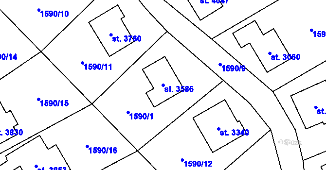Parcela st. 3586 v KÚ Náchod, Katastrální mapa