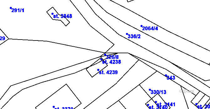 Parcela st. 326/8 v KÚ Náchod, Katastrální mapa