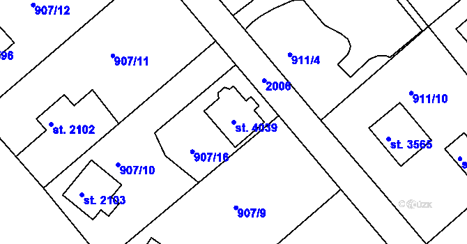 Parcela st. 4039 v KÚ Náchod, Katastrální mapa