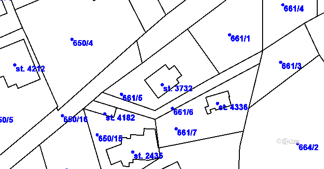 Parcela st. 3732 v KÚ Náchod, Katastrální mapa
