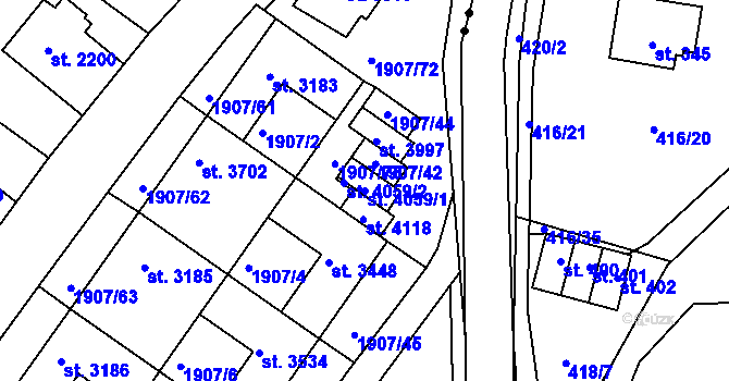 Parcela st. 4059/1 v KÚ Náchod, Katastrální mapa