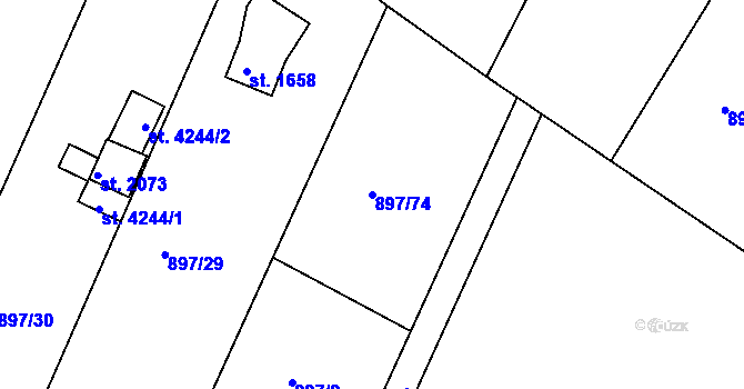 Parcela st. 897/74 v KÚ Náchod, Katastrální mapa