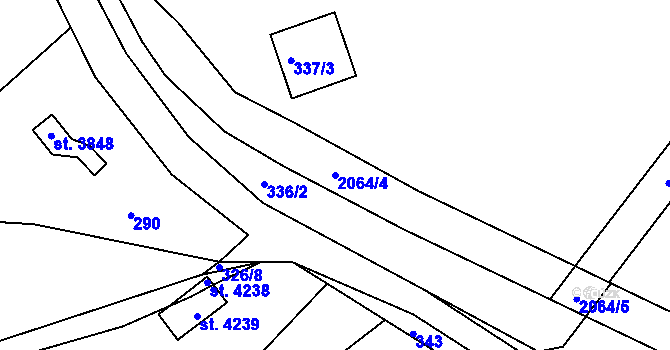 Parcela st. 2064/4 v KÚ Náchod, Katastrální mapa