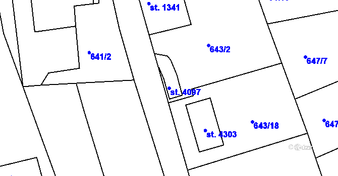 Parcela st. 4097 v KÚ Náchod, Katastrální mapa