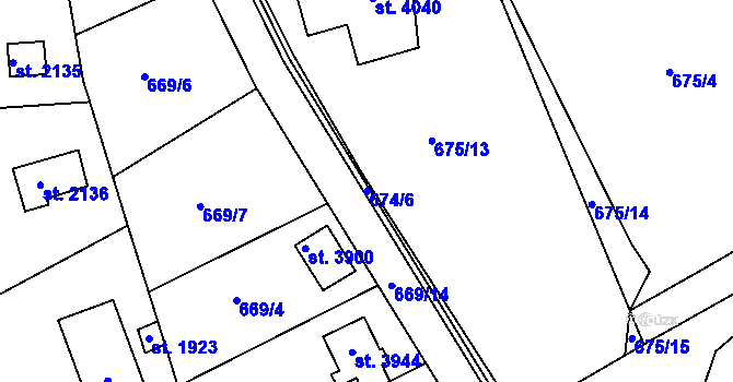 Parcela st. 674/6 v KÚ Náchod, Katastrální mapa
