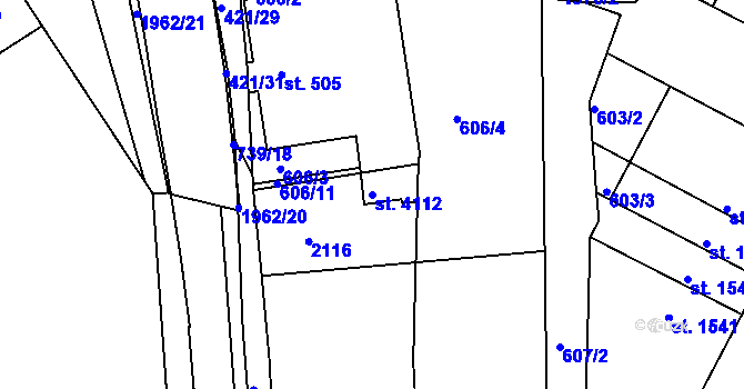 Parcela st. 4112 v KÚ Náchod, Katastrální mapa