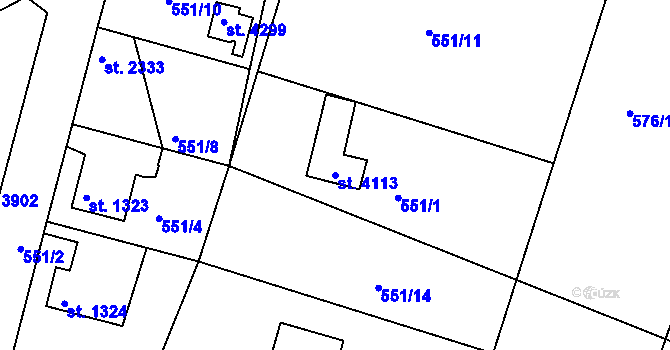 Parcela st. 4113 v KÚ Náchod, Katastrální mapa