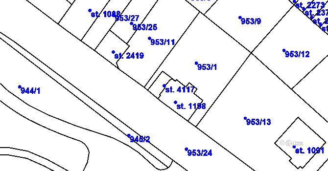 Parcela st. 4117 v KÚ Náchod, Katastrální mapa
