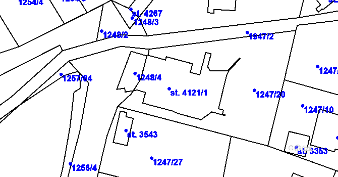 Parcela st. 4121/1 v KÚ Náchod, Katastrální mapa
