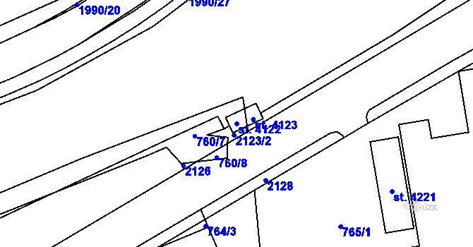 Parcela st. 4122 v KÚ Náchod, Katastrální mapa