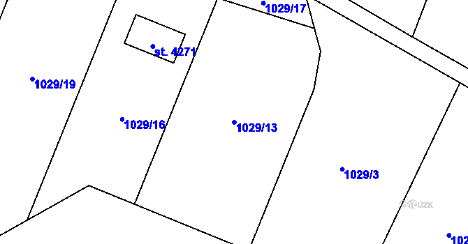 Parcela st. 1029/13 v KÚ Náchod, Katastrální mapa