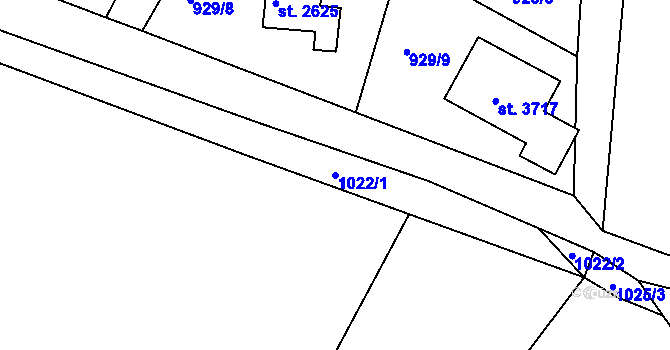 Parcela st. 1022/1 v KÚ Náchod, Katastrální mapa