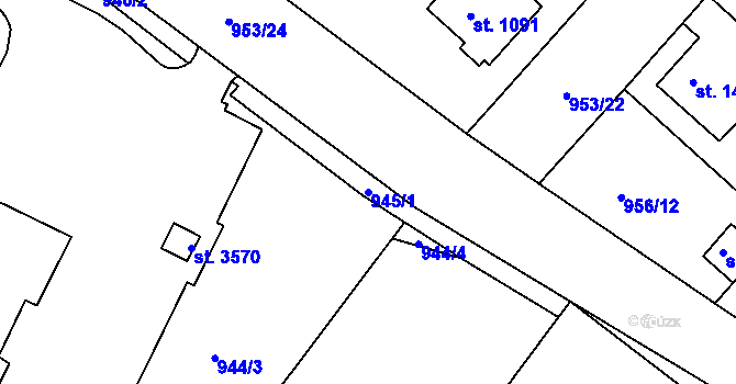 Parcela st. 945/1 v KÚ Náchod, Katastrální mapa
