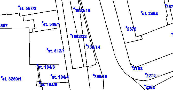 Parcela st. 739/14 v KÚ Náchod, Katastrální mapa
