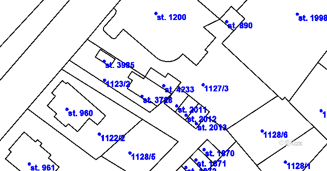 Parcela st. 4233 v KÚ Náchod, Katastrální mapa