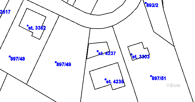 Parcela st. 4237 v KÚ Náchod, Katastrální mapa
