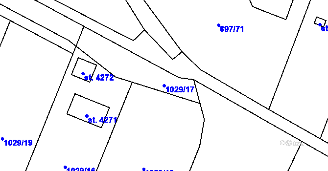 Parcela st. 1029/17 v KÚ Náchod, Katastrální mapa