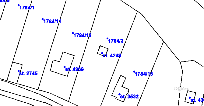 Parcela st. 4249 v KÚ Náchod, Katastrální mapa