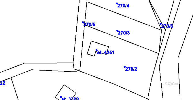 Parcela st. 4251 v KÚ Náchod, Katastrální mapa