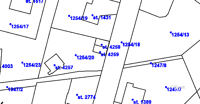 Parcela st. 4259 v KÚ Náchod, Katastrální mapa