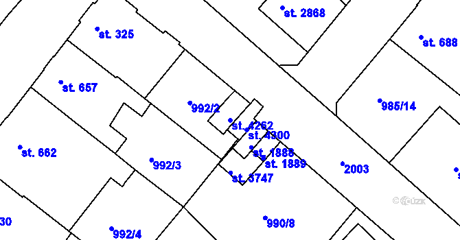Parcela st. 4262 v KÚ Náchod, Katastrální mapa