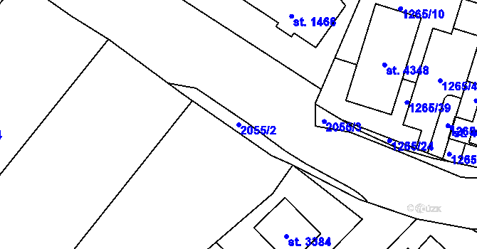 Parcela st. 2055/2 v KÚ Náchod, Katastrální mapa