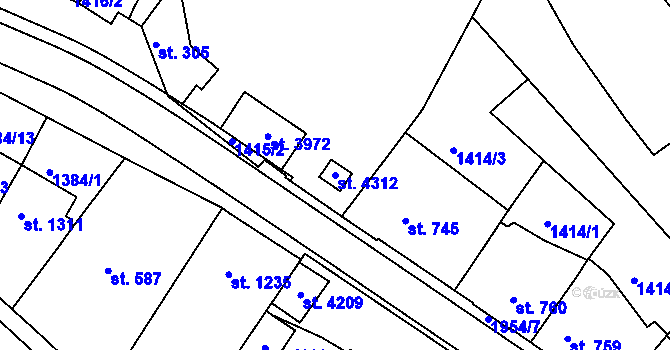 Parcela st. 4312 v KÚ Náchod, Katastrální mapa